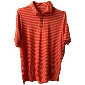 Crown & Ivy Men's Orange Striped Polo Medium